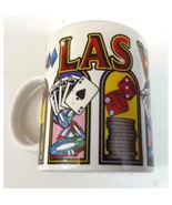 Las Vegas Coffee Cup Mug Souvenir Gambling Cards Dice Colorful Poker Chips - £8.64 GBP