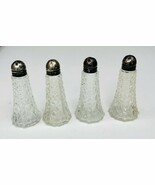 Vintage Cut Glass Crystal Salt and Pepper Shakers Made in the USA Sterling Tops - €12,57 EUR