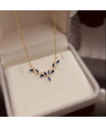 18K Gold Plated CZ Cubic Zirconia Leaf Pendant Necklace for Women - $13.99