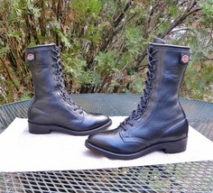 Vintage USA Harley Davidson Leather Moto Boots-minimalist old school lac... - £85.04 GBP