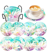8 PCS Boho Flower Diamond Painting Art Coaster with Holder DIY Boho Flow... - £14.75 GBP