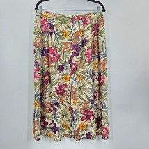 Alfred Dunner Brown Floral Midi Button Skirt Plus 18 - £15.30 GBP