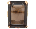 14k Gold Ring with Large Emerald Cut Genuine Natural Smoky Quartz (#J6608) - $905.85