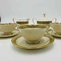 Lenox Tea Set Creamer and Sugar Bowl Cup with 3 Service Greenfield Pattern - £93.95 GBP