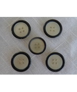 White Shell Surrounded in Black Ring 4 hole Buttons Vintage (#3689) - £10.21 GBP
