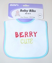 Set of 2 &quot;Berry Cute&quot; and &quot;Berry Silly&quot; Baby Bibs - £2.36 GBP