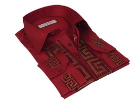 Men CEREMONIA Turkey Shirt 100% Cotton Fancy Rhine Stones #TSV 28 Slim Fit image 2