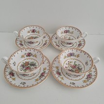 VTG Set 4 Spode Peplow Copeland Footed Cup  Saucer Yellow Trim 8 Total - $76.56