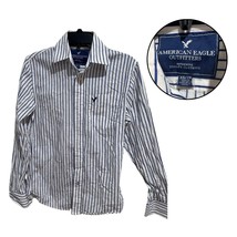 American Eagle Men’s XS White Blue Striped Long Sleeve Button Up Shirt C... - $16.82