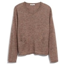 $90 MADEWELL alpaca blend sweater S CHELSEA tan brown scoop neck pocket pullover - $15.83