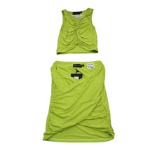 Pretty Little Thing Outfit Set Womens 2 Yellow Green Crop Top Mini Bodyc... - $29.68