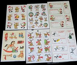 Vintage Sticker Lot Christmas Tags 6 Sheets  AGC,Gibson Hallmark, Footro... - €17,08 EUR