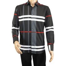 Men Sports Shirt by DE-NIKO Long Sleeves Fashion Print Soft Modal NK1010 Black image 2