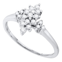 10k White Gold Womens Round Prong-set Diamond Oval Cluster Ring 1/4 Cttw - £175.05 GBP