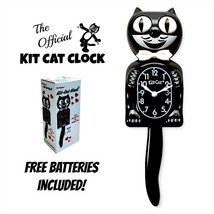 CLASSIC BLACK KIT CAT CLOCK 15.5&quot; Free Battery Official MADE IN USA Kloc... - $1,123.01 MXN