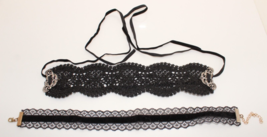 2 Handmade Black Lace Choker Necklaces - £5.42 GBP