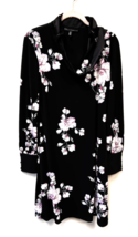 White House Black Market WHBM SzM Black Floral Dress w Neck Detail Liquid Jersey - £43.52 GBP
