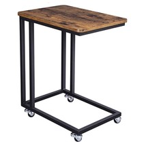Modern Industrial Side Table Nightstand TV Tray on Wheels - $2,609.40 MXN