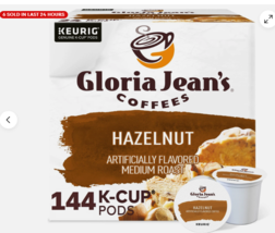 Gloria Jean&#39;s Hazelnut K-Cups, Medium Roast Coffee, 144 Count - $651.72 MXN