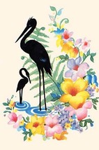 Storks and Flowers - Art Print - £17.37 GBP+