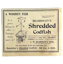 Beardsley&#39;s Shredded Cod Fish 1894 Advertisement Victorian Wooden Fish ADBN1oo - $14.99