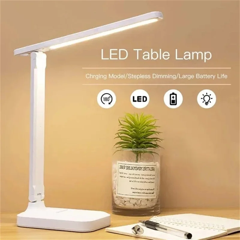 Foldable Table Lamp Led Desk Lamp 3 Type Stepless Dimmable Touch Bedside... - $14.71+