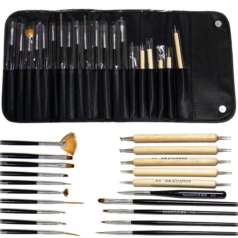 1Set Acrylic Nail Art Brushes Set With Bag Nail UV Gel Brush Dotting Pen For - £6.99 GBP+