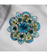 Womens Size 7 Flower Statement Cocktail Ring Blue Green Gunmetal Silver ... - $23.14