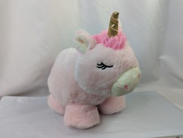 Kellytoy Pink Unicorn Plush Gold Horn Round 9 Inch 2021 Stuffed Animal Toy - £11.54 GBP