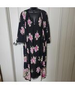 VTG Oscar de la Renta Pink Label M/L Black Pink Roses Floral Robe Nightg... - €47,64 EUR