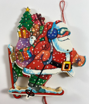 Vintage Wooden Santa Skiing Jumping Jack Christmas Ornament - £15.91 GBP