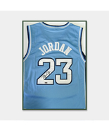 Michael Jordan Autographed And Framed UNC Jersey Sky Blue - COA - £488.46 GBP