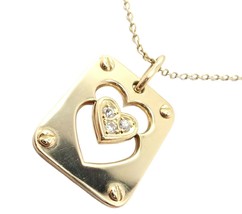 Rare! Christian Dior 18k Yellow Gold Diamond Ace Of Hearts Card Pendant Necklace - £4,324.95 GBP