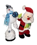 2 Gemmy Lot Santa &amp; Frosty The Snowman Singing Musical Music Motion Anim... - $40.62 CAD