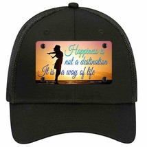 Happiness Way Of Life Sunset Novelty Black Mesh License Plate Hat - £22.79 GBP