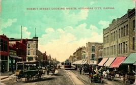 Arkansas City Kansas KS Summit Street Looking North  DB Postcard T13 - £6.28 GBP