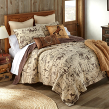 Donna Sharp Cowboy Western Cotton Queen Quilt Set Rustic Horse Rodeo Cactus Tan - £83.87 GBP