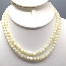 Vintage Lustrous White Mother of Pearl Beads Long Necklace and Bracelet,... - $150.93