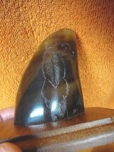 (ak-moose-101) GENUINE MOOSE HOOF Wolf etched display Alaskan Eskimo art... - $102.69