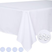 Table Cloth White 60x84 Inch Tablecloth for 6 Foot Rectangle Tables Outdoor Wash - £17.66 GBP