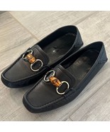 Gucci Black Leather Womens Drivers Size 36 G Width Style 155162 Bamboo B... - $3,109.41 MXN