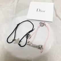 Christian Dior Bracelet Set Star Ribbon Logo Silver Black Pink CD Novelty gift - $94.88