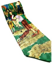 Lord &amp; Taylor Men&#39;s Old Time Golf Course Player Necktie 100% Silk Novelty - $14.85