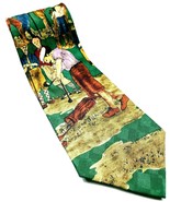 Lord &amp; Taylor Men&#39;s Old Time Golf Course Player Necktie 100% Silk Novelty - $14.85