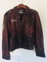 Genuine Leather Jacket Edwin Motorcycles Quality Bomber Milwaukee Wisconsin Sz L - £115.70 GBP