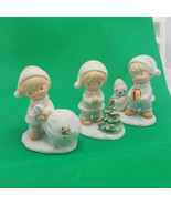 Set of 3 Homco 5613 Vintage Christmas Children Figurines Holiday Decor Kids - $20.50 CAD