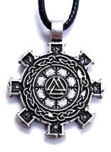 Valknut Helm Of Awe Pendant Aegishjalmur Protection Corded Necklace Jewellery - £6.86 GBP