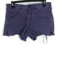 Free People Womens Shorts Size 26 Purple Raw Hem Booty Shorts Casual Sho... - $16.88