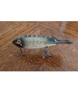 Old Wooden Fishing Lure BOMBER BAIT CO. Metal Tail Fin Black Red Silver ... - £7.41 GBP