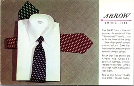 Arrow Shirts and Ties Dart Shirt UNP Unused Blank Back Advertising Postc... - $5.89